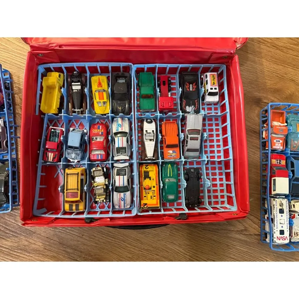 🚗 48 Car Case w/ Diecast Cars Hot Wheels Matchbox Zylmex Yatming Lot Vintage